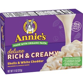Annie's Macaroni and Cheese Dinner, Deluxe Rich & Creamy, Shells & White Cheddar, 11 oz. (Pack of 12)