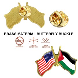 6/ Pack-American US Palestine Flag Lapel Pins Bulk -1.5” Metal Metal United States Palestinian Pin Badge Brooch Souvenir