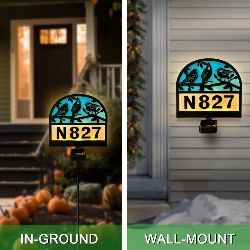 Solar Address Signs for Houses,YY Gardenia House Numbers for Outside,Metal