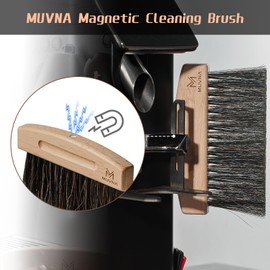 MUVNA Espresso Cleaning Brush Set, a Wood Handle Cleaning Brush & a Dustpan, Coffee Bar Brush, Coffee Cleaning Tool(Black)