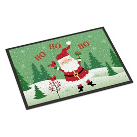 Caroline's Treasures VHA3016JMAT Merry Christmas Santa Claus Ho Ho Ho Doormat 24x36 Front Door Mat Indoor Outdoor Rugs for Entryway, Non Slip Washable Low Pile, 24H X 36W