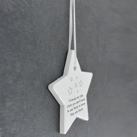 Global Designs Friends Are Like Stars Line Drawing Illustration Ceramic Christmas Bauble Ornament