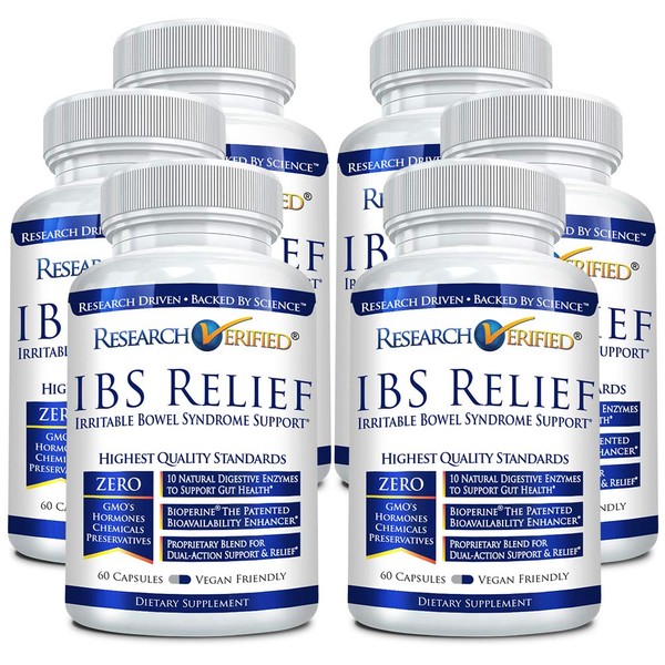 Research Verified IBS Relief: Fast, Safe, Effective Relief from Irritable Bowel Syndrome – With Bioperine, Natural Digestive Enzymes to Aid Digestion and Reduce Abdominal Discomfort,360 Vegan Capsules