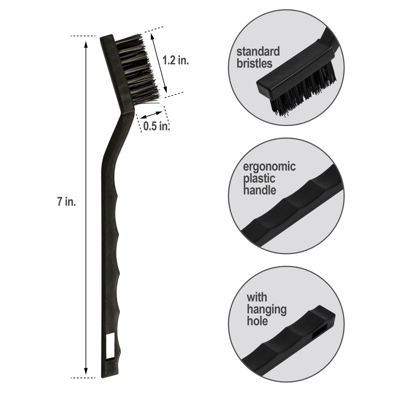 6Pcs Wire Brush Set, Stainless Steel/ Brass/ Nylon Bristle Brushes
