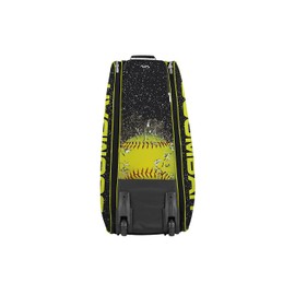Boombah Beast Rolling Bat Bag 2.0-40" x 14" x 13" - Softball Highlight Black/Optic Yellow/Red - Holds 8 Bats, Glove and Shoe Compartments