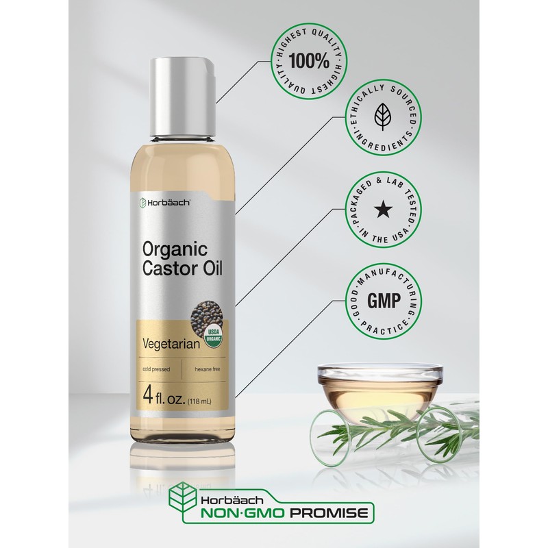 Horbäach Organic Castor Oil | 4 fl oz | Cold