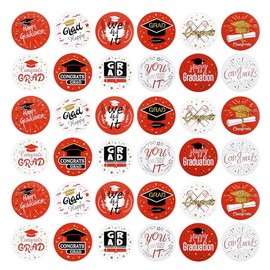 Ercadio 10 Pack 2026 Graduation Stickers Red Class of 2026 Round Label Stickers 2026 Congrats Grad Adhesive Stickers Graduation Sealing Decal for Candy Bag Gifts Wrapping Grad Party Decor Supplies