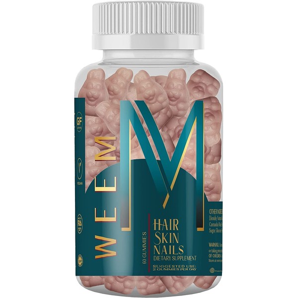 WEEM Hair Skin and Nails Gummies - Vegan biotin Vitamins for Women & Men Supports Faster Hair Growth, Stronger Nails, Healthy Skin, Extra Strength 10,000mcg