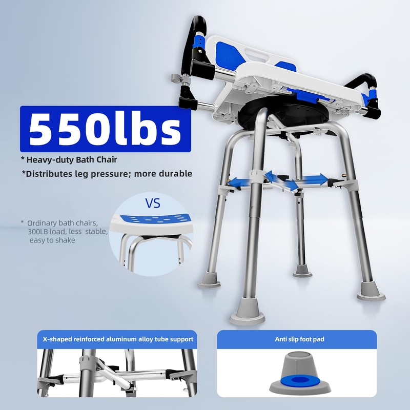 Swive Shower Chair with Arms and Back Heavy Duty 500