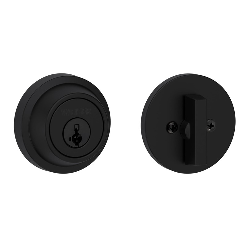 Weiser Elements Matte Black Round Deadbolt Lock, ANSI/BHMA Grade 3
