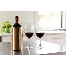 Vinglacé Wine Bottle Insulator | Stainless Steel | Double Walled | Vacuum Insulated | Tritan Plastic Adjustable Top | Keeps Wine & Champagne Cold for Hours | 10" x 11" x 12" | Copper
