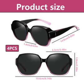 FDRJKN 4 Pcs over Glasses Sunglasses Womens, Fit over Sunglasses for Women, for Driving, Beach, Fashion Sun Glasses for Women