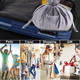 2 Color Lazy Cosmetic Bag Velvet Drawstring Makeup BagTravel Cosmetic Bag Portable Travel Makeup Pouch Magic Toiletry Bag for Womens Girls (Velvet Gray&Black))