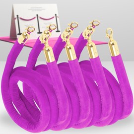 4 PCS Pink Purple Velvet Rope - 5 Ft Barrier for Parties Crowd Crowd Control Ropes Control Hanging Stanchion Rope for Ceremonies Queue Line for Safe