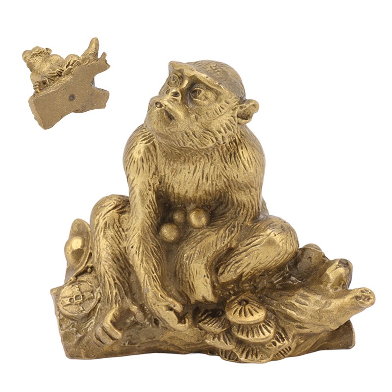 Brass Monkey Statue Chinese Zodiac Handmade Home Decor Collectibles Figurine