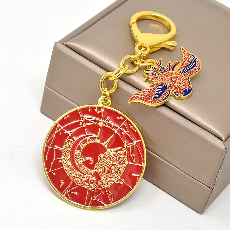 fengshuisale Amulet Moon Constellation Keychain Myth Beast, red