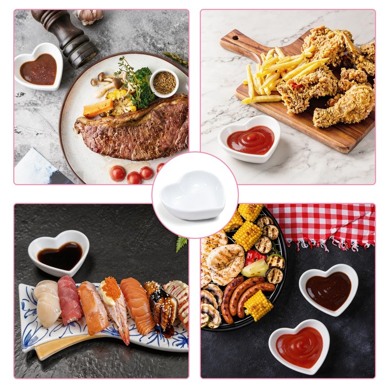 CACASO 10 Piece Serving Platter Set, Heart Shaped Ceramic Sauce