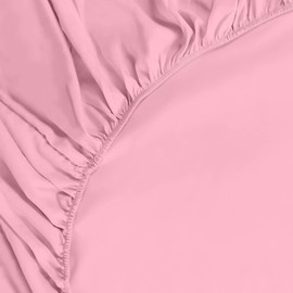 25 CM Deep Fitted Sheet Polycotton Plain Dyed Bedsheets Bedding Size King - Pink