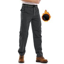 liyiyiyia Men's Winter Skiing Pants, Waterproof Windproof Fleece-Lined Softshell Pants for Outdoor Skiing Hiking Grey