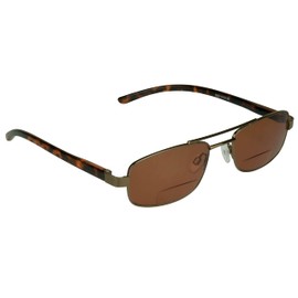 proSPORT Square Aviator +3.00 Bifocal Sunglasses Bronze Frame with Highl Definition HD Blue Light Blocking Lenses.