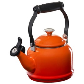Le Creuset Enamel On Steel Demi Tea Kettle with Metal Finishes, 1.25 qt, Flame
