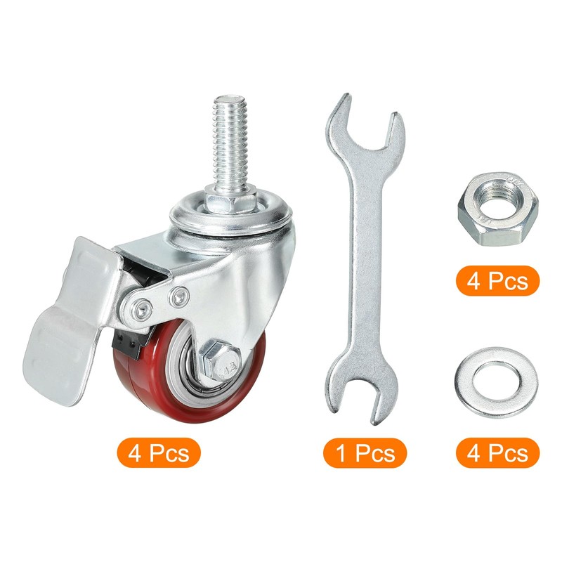 sourcing map 1.5 Inch Swivel Threaded Stem Casters 3/8"-16UNC Thread