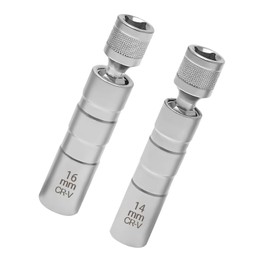 Finkow Spark Plug Wrench, Pack of 2, 14 mm and 16 mm Universal Flexible Spark Plug Socket, Magnetic Spark Plugs, Socket Disassembly Tool, for Car Repair