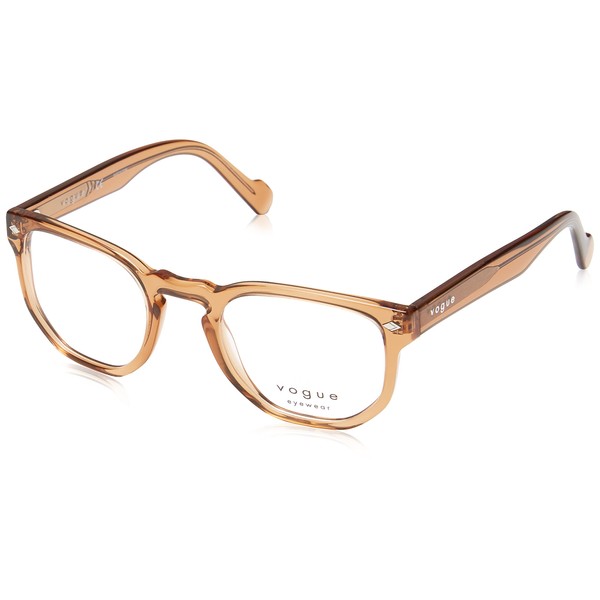 Vogue Eyewear Vo5360 - Marcos rectangulares para anteojos graduadas para hombre, Caramelo transparente/Lente Demo, 47 mm