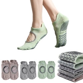 Sunolkie Yoga Pilates Socks for Women, Dance Studio, Indoor Sports, Yoga Pilates, Hospital, Maternity, Light green, khaki, grey, One size fits all