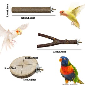 Allazone 3 Style Natural Wood Bird Perches for Parrot, 18 PCS Natural Wooden Perch Bird Stand Parrot Perch Stand Bird Climbing Standing Branches Toy for Birds Budgies Cockatiels Lovebirds