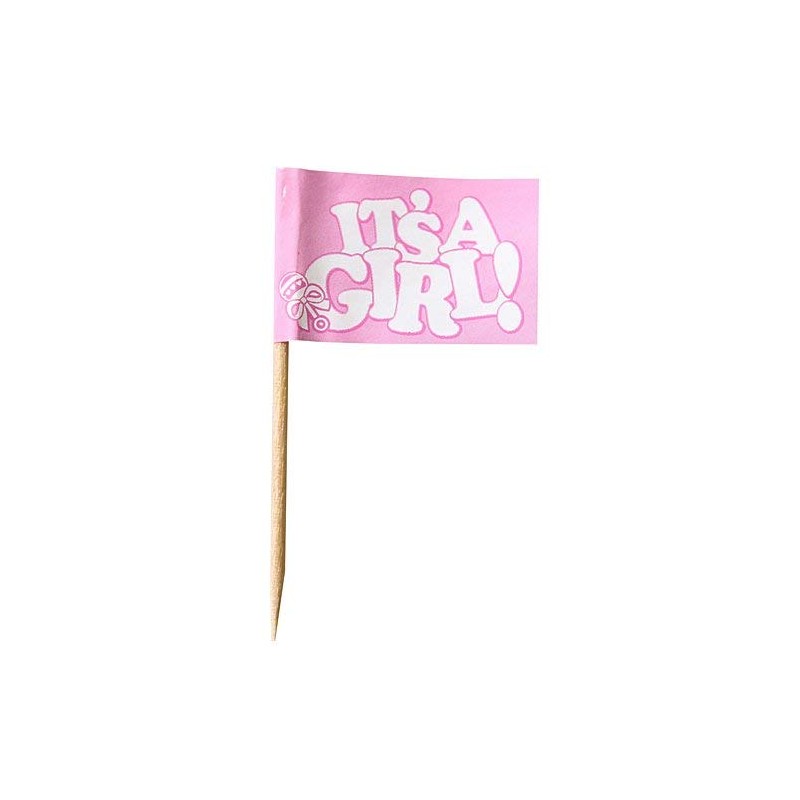 Beistle It's A Girl! Picks, 2.5", Pink/White, 50 Picks In