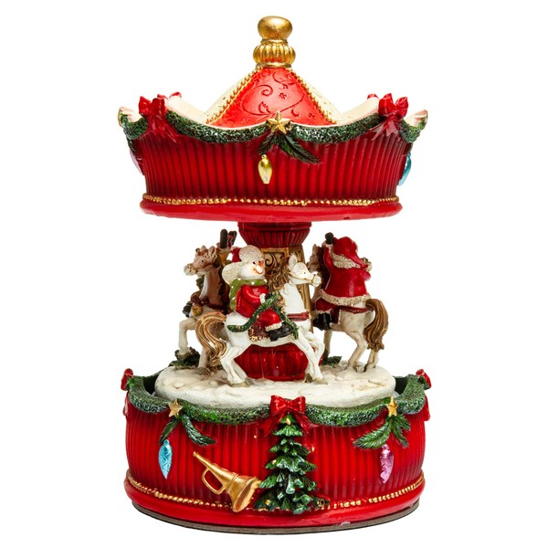 SIKORA SD08 Musical Box Music Box for Christmas Horses Carousel Music We Wish You a Merry Christmas
