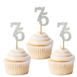 Darling Souvenir, Glitter Custom Day Number Cupcake Toppers, Birthday/Retirement Party Dessert Decorations - Pack of 20