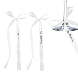 Wedding Glasses Decorations for Women Bride Bridesmaid Glasses Ribbon Bow for Wedding Ribbon for Champagne Wedding Decor