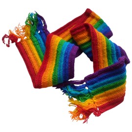 NATURAL FLOW Fair Trade Nepalese Hippy Boho Rainbow Wool Festival Scarf With Vertical Stripe