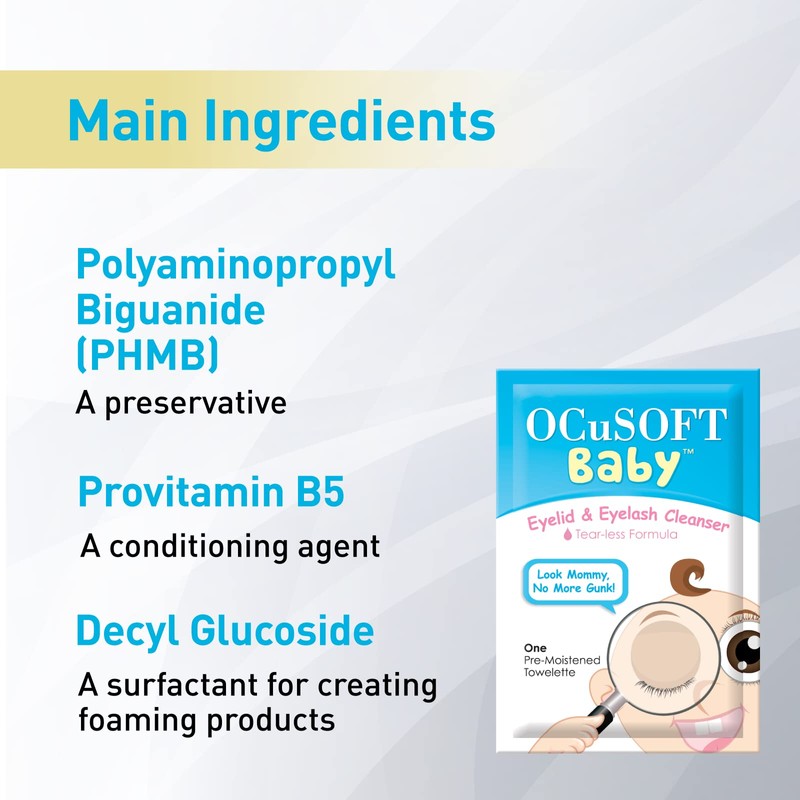 OCuSOFT Baby Eyelid and Eyelash Cleanser, Pre-Moistened Towelette, White/Blue 20