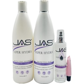 Jas Super Hydra Protecting Shampoo and Mask 32 fl oz + with Avocado Oil + Vitamin E + Protecting Cream 5 fl oz "Free Lip gloss"