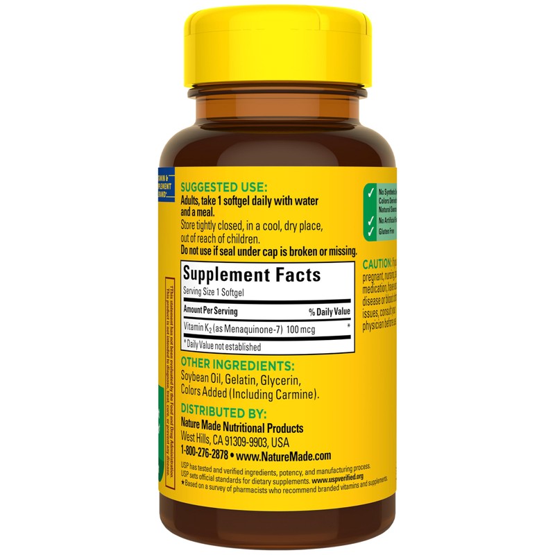 Nature Made Vitamin K2 100 mcg, Healthy Bone Supplements, Vitamin