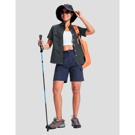Haimont - Pantalones cortos de senderismo para mujer, de 7 pulgadas, ligeros, de secado rápido, 5 bolsillos, repelentes al agua al aire última intervensión, Azul, XX-Large