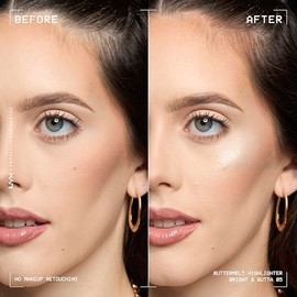 NYX Professional Makeup Buttermelt Highlighter, Iluminador Cremoso, 12 horas de Duración, Acabado Brillante y Natural, Fórmula Vegana, Tono Bright and