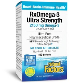 Natural Factors RxOmega‑3 Maximum Triple Strength 900 mg – 150 Softgels con EPA/DHA Elevados para Salud Cardiovascular y Cerebral