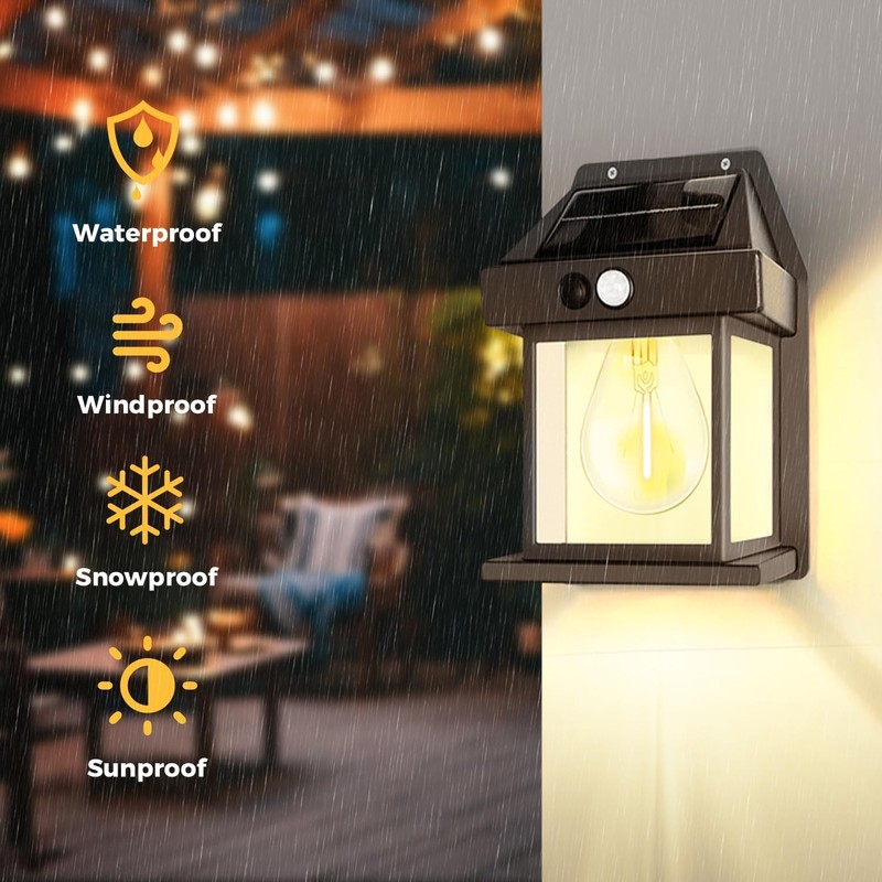 XIJUAN Solar Wall Lights Outdoor, Dusk to Dawn Motion Sensor