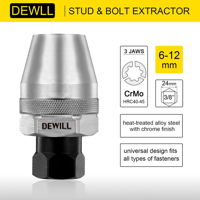 DEWILL Broken Bolt Remover, Stud Extractor Tool to Locks and