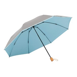 LIEBEN-0585 Men's and Women's UV Protection, Sun or Rain, Large 3 Folding Umbrella, Folding, 23.6 inches (60 cm) x 8 Ribs, Silver/Blue