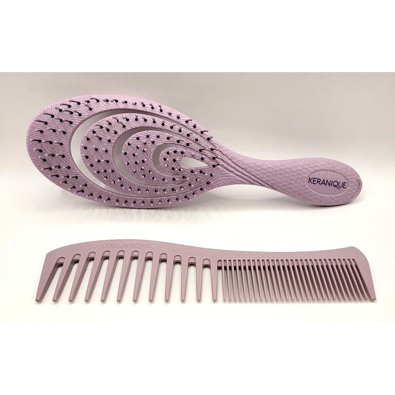 Keranique Anti-breakage Hair Brush & Detangling Comb Set **NEW**
