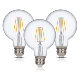 Simba Lighting LED Edison Vintage Vanity Globe Filament G25 (G80) 4W Dimmable 40W Equivalent (3 Pack) 120V Light Bulb for Bathroom Makeup Mirror, Medium E26 Base, CE, RoHS Compliant, Warm White 2700K
