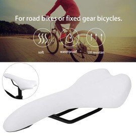 Bicycle Saddle, Shockproof Mountain Bike Bicycle Seat for Comfortable Cycling, PU Leather, White, Suitable for Road Bikes or Fixed Gear Bikes (White)