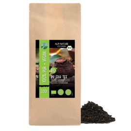 Organic Pu Erh (200 g), Loose Pu Erh Tea, Pu Erh Dried, Pu Erh from Controlled Organic Cultivation, 100% Natural, No Additives