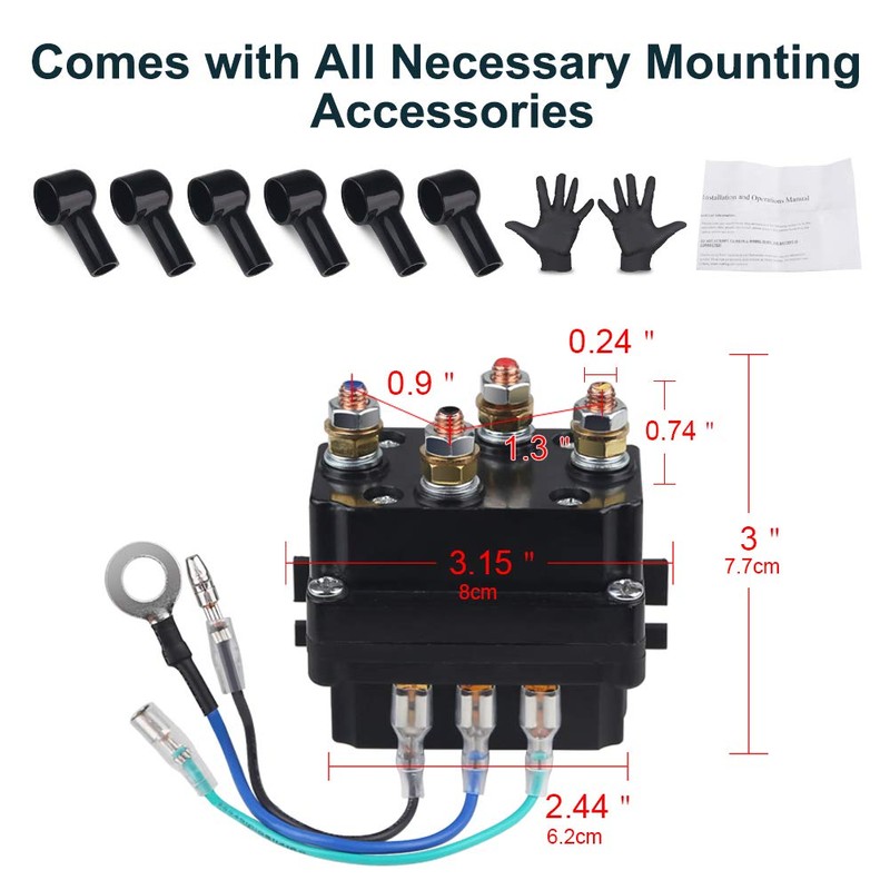 WATERWICH 12V 250A Winch Solenoid Relay Contactor with 6 Protecting