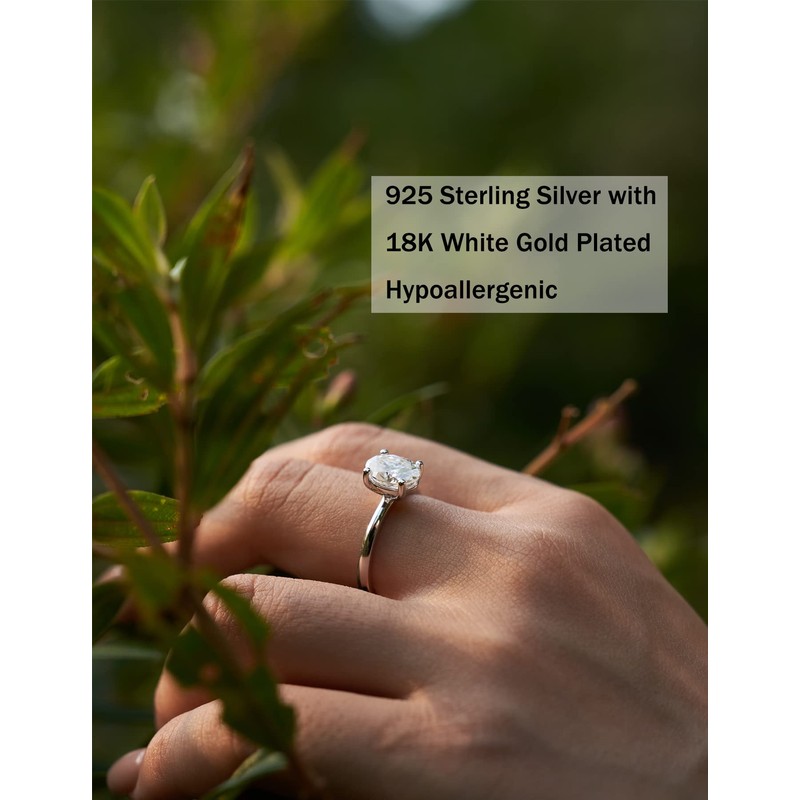 IMOLOVE Moissanite Oval Engagement Rings for Women 1.5CT Oval Ring